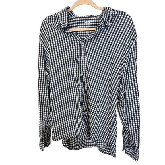 Sonoma XL Navy White Gingham Long Sleeve Button Down Equestrian Western Cowboy - Picture 1 of 4